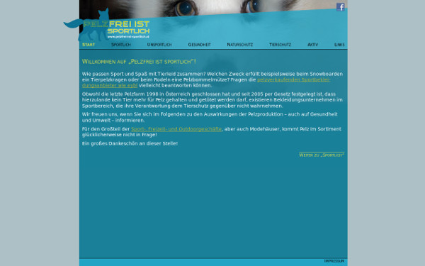 Screenshot der Webseite: pelzfrei-ist-sportlich.at
